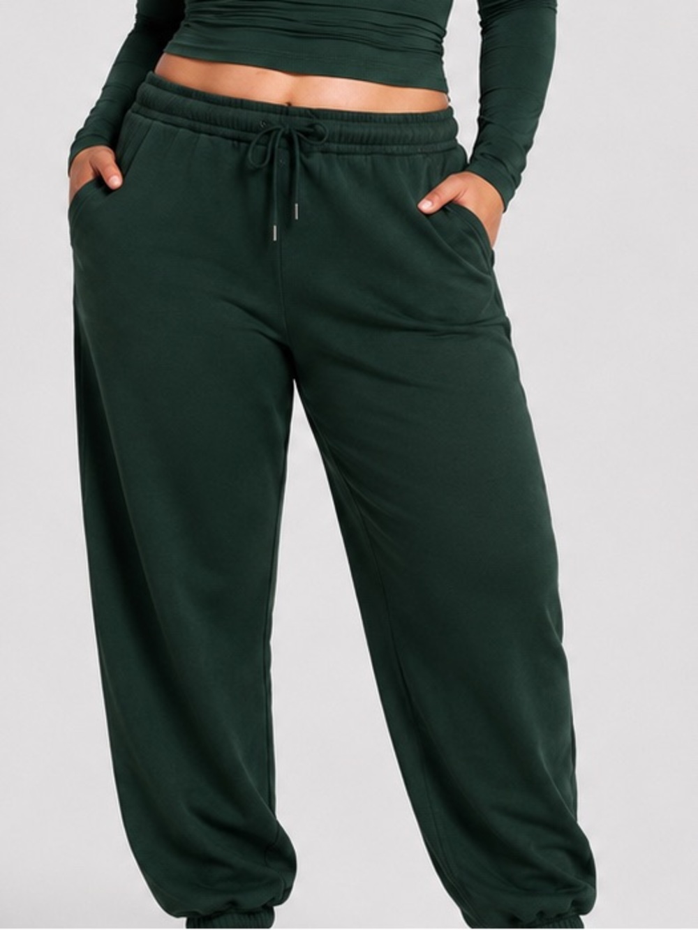PINK Victoria's Secret Forest Green Drawstring Joggers - Picture 1 of 5